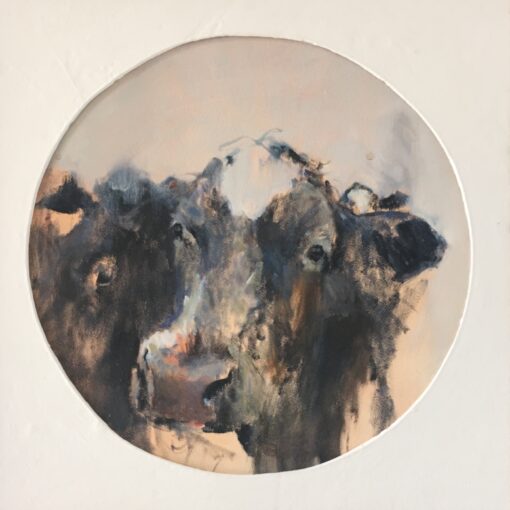 Portret koe, olieverf / doek, Ø 43 cm. € 1.500